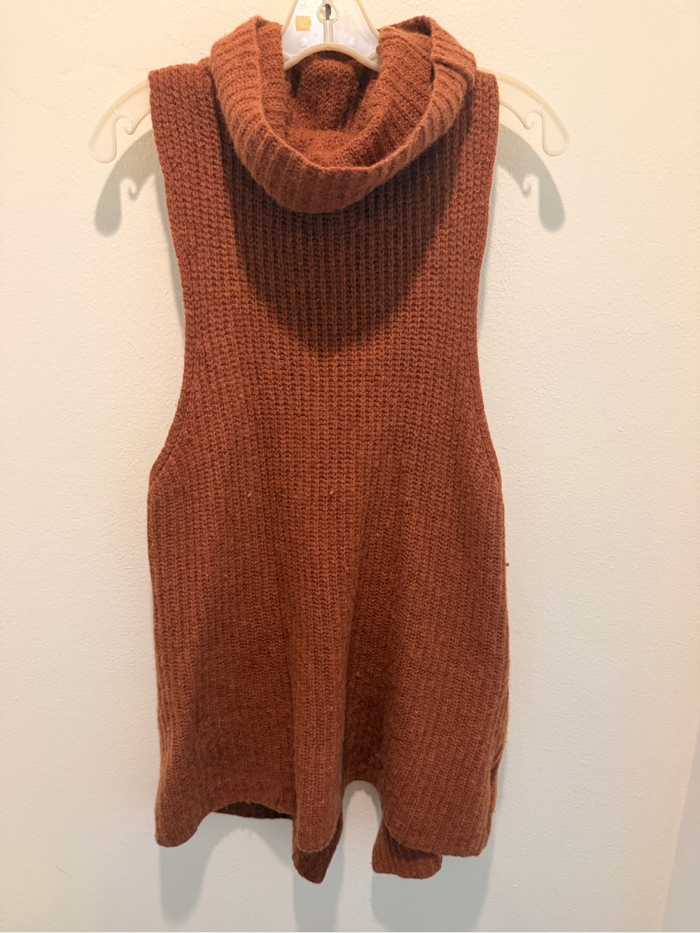Free People Sleeveless Cowl Neck Knit Tunic in Rust